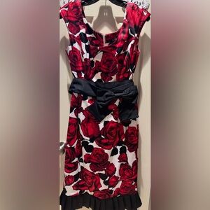 White House Black Market Red and Black Floral Dress